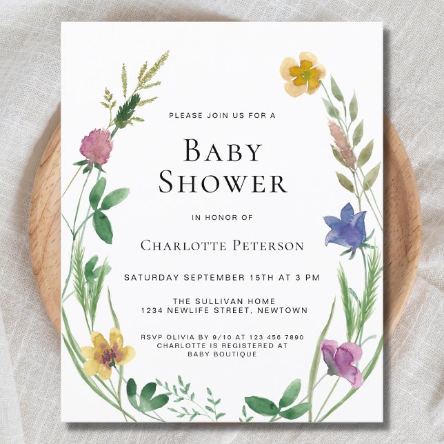 Budget Boho Wildflower Baby Shower Invitation (Creator Uploaded)