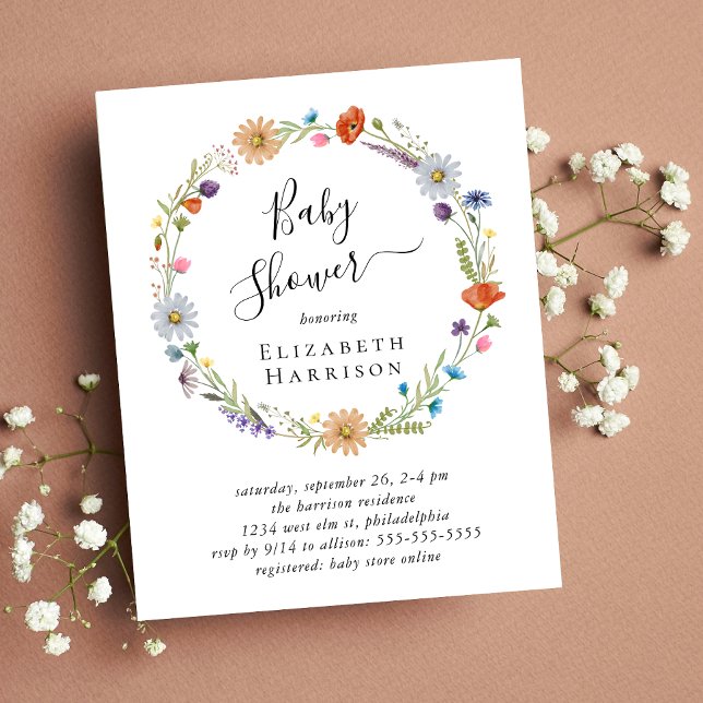 Budget Boho Wildflower Baby Shower Invitation (Creator Uploaded)