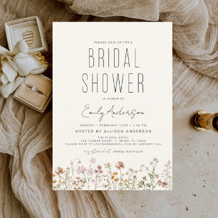 Budget Boho Wildflower Bridal Shower Invitation