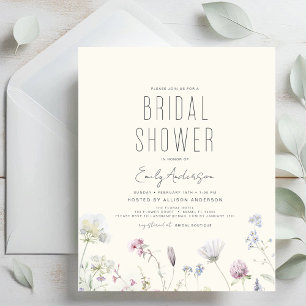Budget Boho Wildflower Bridal Shower Invitation Flyer