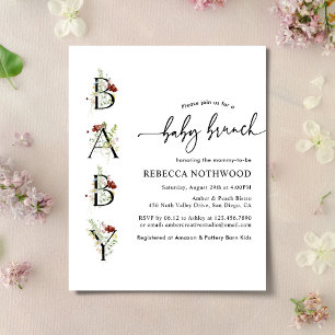 Budget Boho Wildflowers Baby Brunch Invitation