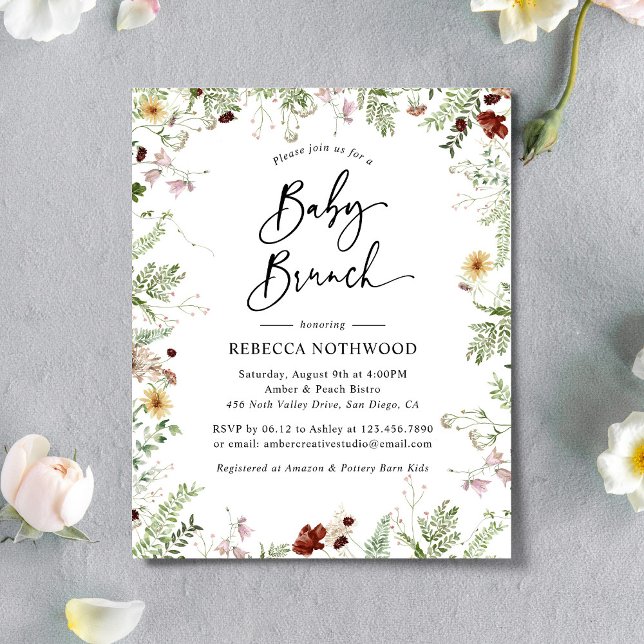 Budget Boho Wildflowers Baby Brunch Invitation (Creator Uploaded)