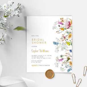 Budget Boho Wildflowers Bridal Shower Invitation