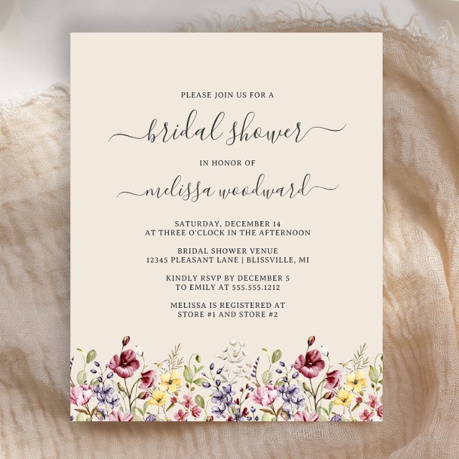 Budget Boho Wildflowers Bridal Shower Invitation (Creator Uploaded)