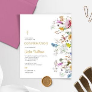 Budget Boho Wildflowers Confirmation Invitation