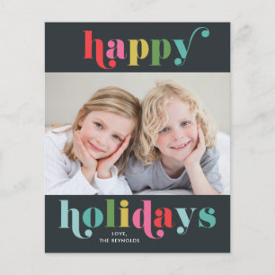 Budget Bold and Bright Photo Happy Holiday Card