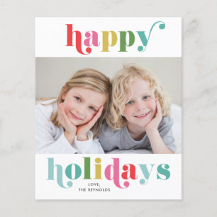 Budget Bold and Bright Photo Happy Holiday Card