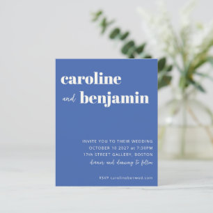 Budget Bold French Blue Modern Wedding Invitation