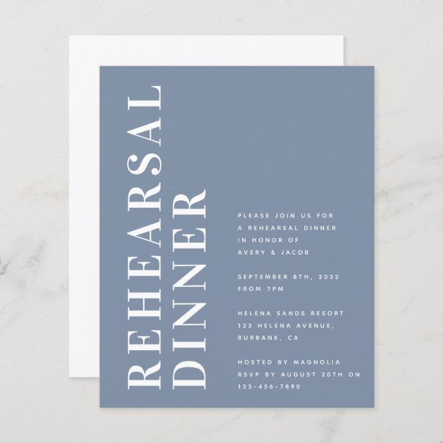 Budget Bold Modern Rehearsal Dinner Invitation (Front/Back)
