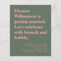 Budget Bold Pink and Green Bridal Brunch Invite