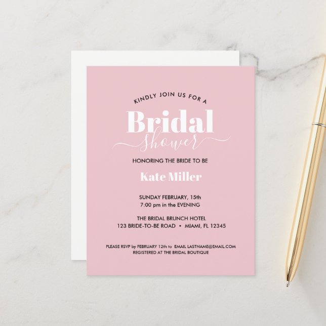 BUDGET BOLD PINKWHITE AND BLACK BRIDAL SHOWER (Front/Back In Situ)