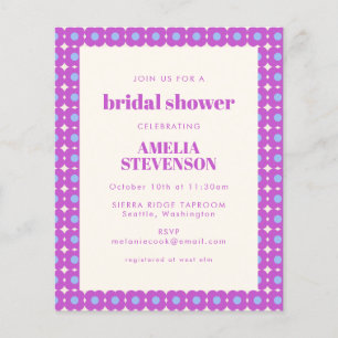 Budget Bold Purple Floral Bridal Shower Invite