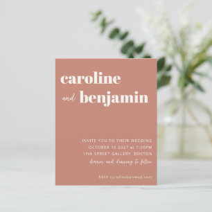 Budget Bold Terracotta Modern Wedding Invitation