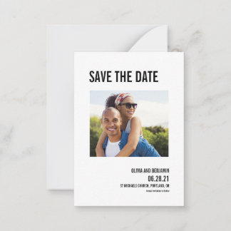 budget bold typography chic save the date postcard