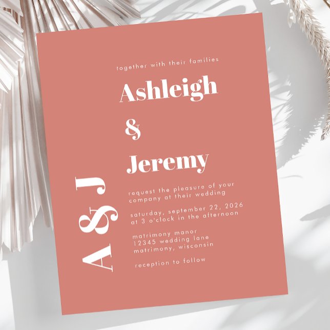 Budget Bold Typography Terracotta Wedding Invite (Creator Uploaded)