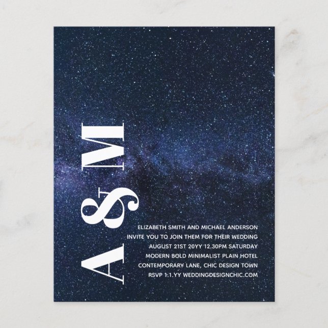BUDGET BOLD Typography Wedding Invite Minimalist Flyer (Front)