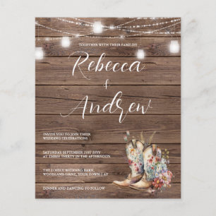 Budget Boots Cowboy Cowgirl Floral Lights Wedding 