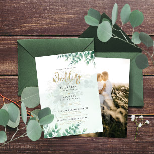Budget Botanica Greenery Eucalyptus Wedding INVITE