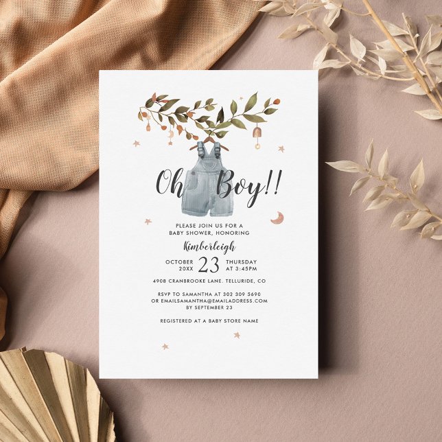 Budget Botanical Boho Baby Boy Shower Invitation (Creator Uploaded)