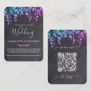 Budget Botanical Eucalyptus Slate QR Code Wedding Card