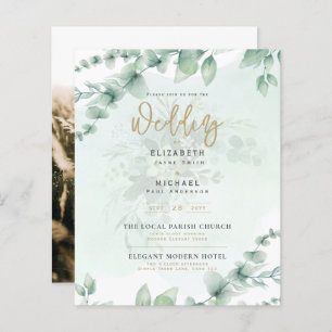Budget Botanical Eucalyptus Wedding INVITE