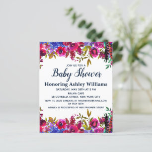 Budget Botanical Floral Baby Shower Invitation