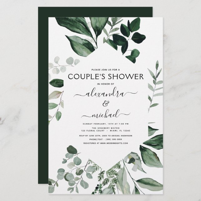 Budget Botanical Greenery Foliage Couple's Shower (Front/Back)