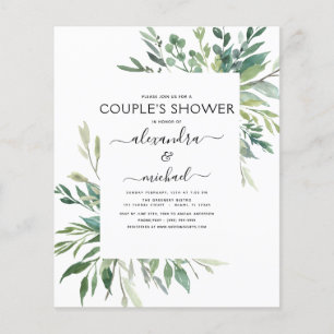 Budget Botanical Greenery Foliage Couple's Shower Flyer