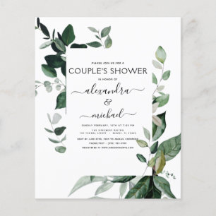 Budget Botanical Greenery Foliage Couple's Shower Flyer