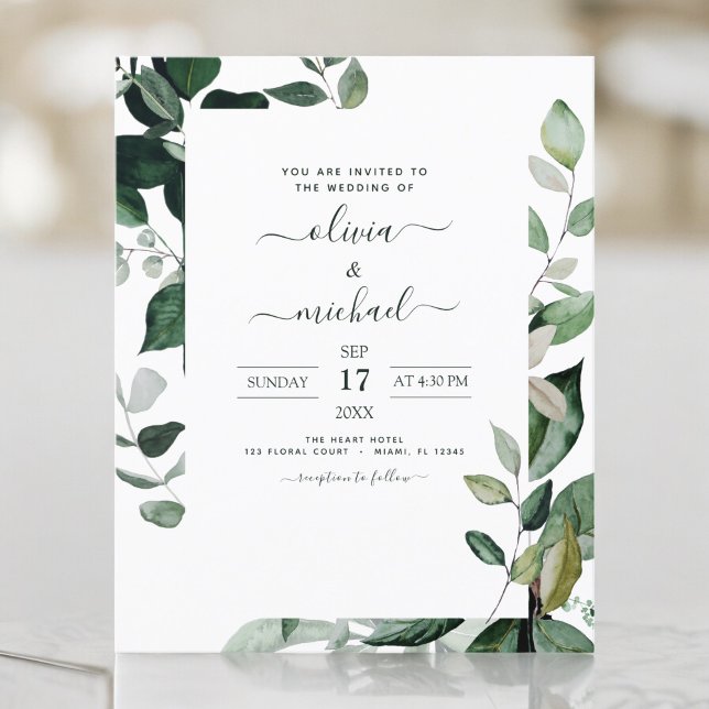 Budget Botanical Greenery Foliage Wedding Flyer (Creator Uploaded)