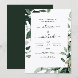 Budget Botanical Greenery Foliage Wedding Flyer Invitation
