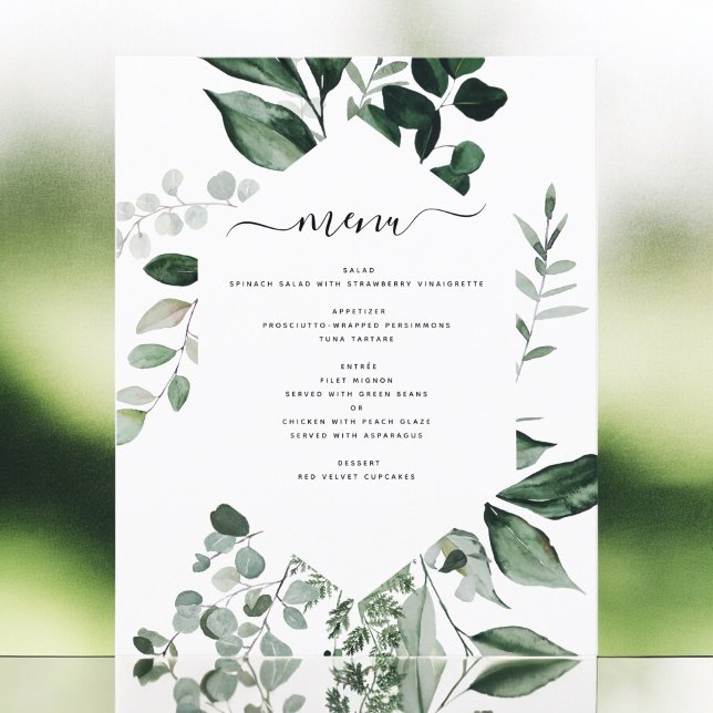 Budget Botanical Greenery Foliage Wedding Menu (Creator Uploaded)