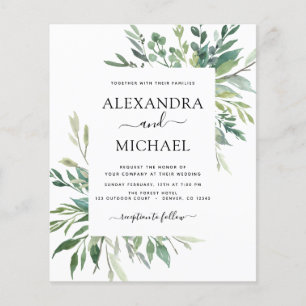 Budget Botanical Greenery Wedding Invitation Flyer
