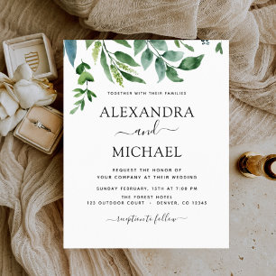 Budget Botanical Greenery Wedding Invitations