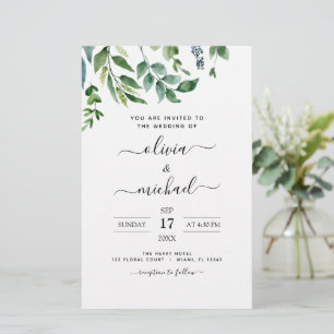 Budget Botanical Greenery Wedding Invitations