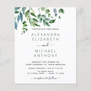 Budget Botanical Greenery Wedding Invitations Flyer