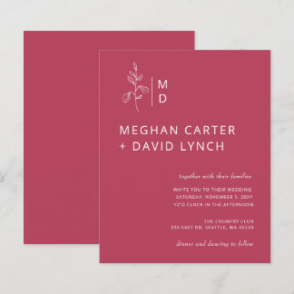 Budget Botanical Monogram Wedding Invitation