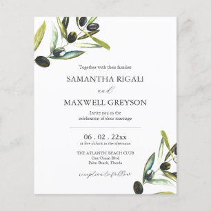 Budget Botanical Olive Weddings Invitation Flyer