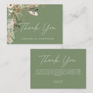Budget botanical sage green graduation thank you enclosure card