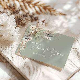 Budget botanical simple baby shower thankyou green enclosure card