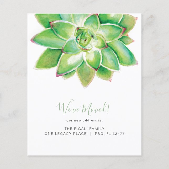 Budget Botanical Watercolor Succulent Moving Flyer (Front)