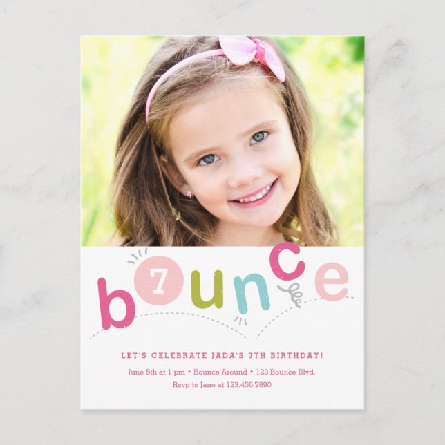 Budget Bounce Kids Birthday Party Invitation Postcard (Front)