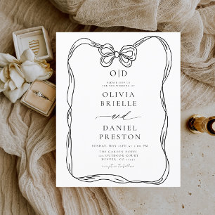 Budget Bow Elegant Black & White Invitation Flyer