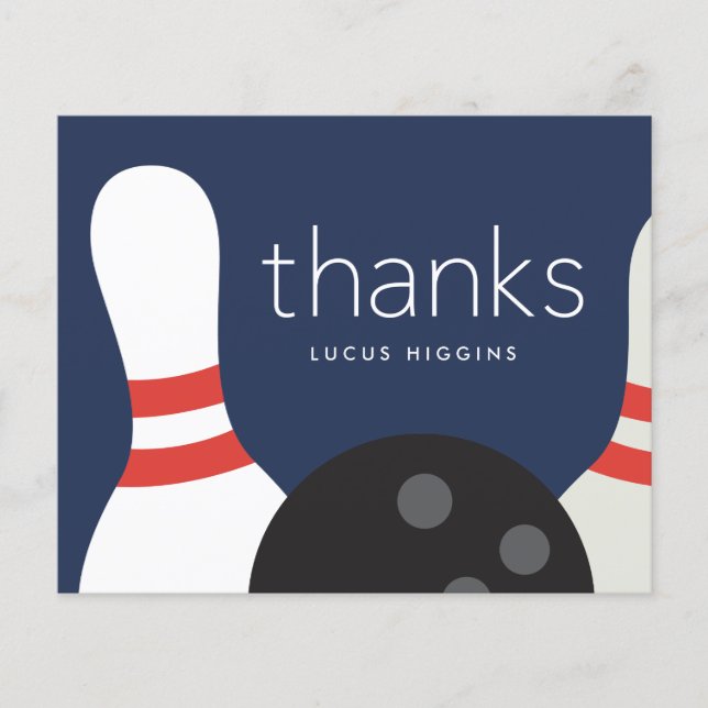 Budget Bowling Kids Thank You Card Paper Sheet (Front)