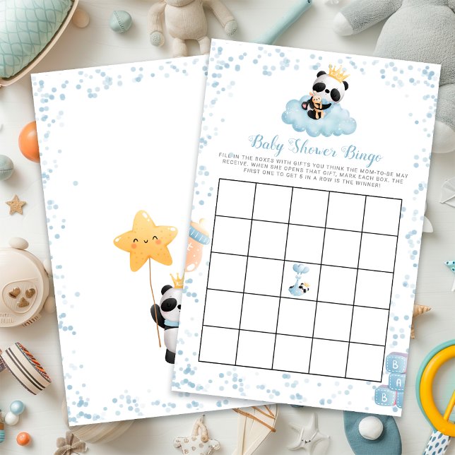 Budget Boy Panda Bear Blue Baby Shower Bingo Card (Budget Boy Panda Bear Blue Baby Shower Bingo Card)