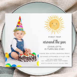 Budget Boy's Photo Sun Birthday Party Invitation