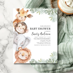Budget Boys Safari Animals Baby Shower Invitation