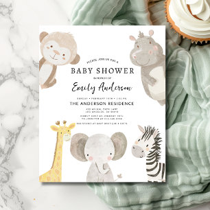 Budget Boys Safari Animals Baby Shower Invitation