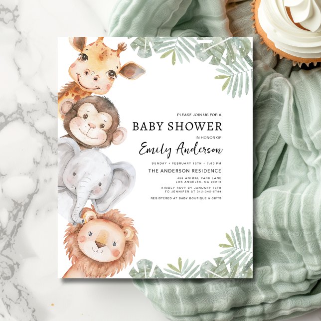 Budget Boys Safari Animals Baby Shower Invitation Flyer (Creator Uploaded)