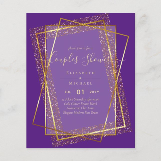 BUDGET Bridal COUPLES Shower Gold Geometric Frame Flyer (Front)